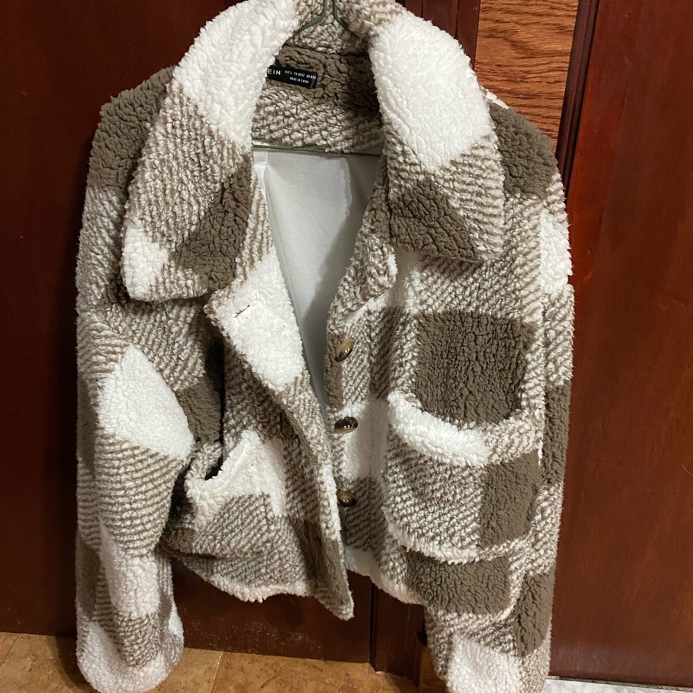 Sherpa Checkered Cropped Jacket - image 1